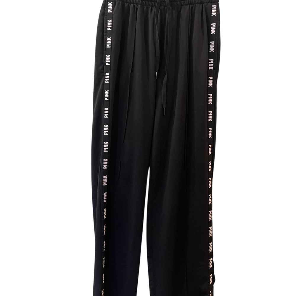 Victoria's Secret Pink Women’s High Waist Wide Leg Track Pant Black Size: Small - Picture 2 of 7